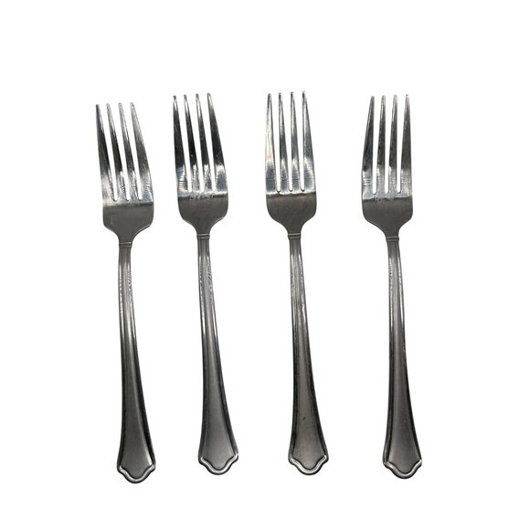 Pfaltzgraff Capri Frost Stainless Steel Set 4 Salad Forks glossy 18/0 flatware - Picture 2 of 4